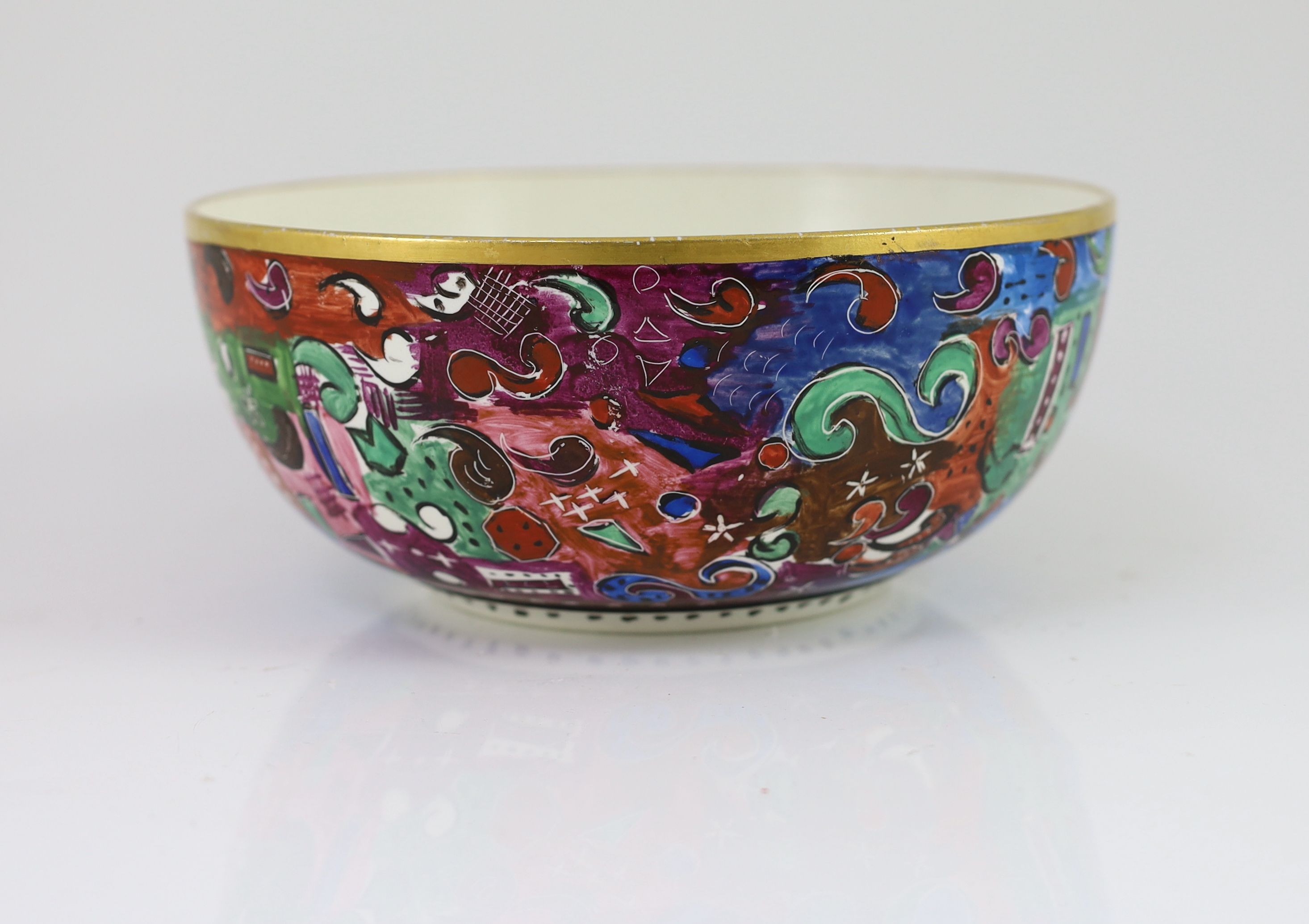 A Wedgwood artist painted pottery bowl, initialled BM